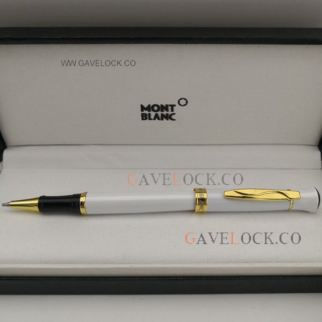 White and Gold Montblanc Special Edition Pen Mont Blanc Roller Pen